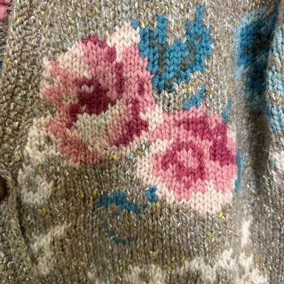 RARE Vtg LAURA ASHLEY Floral Wool Silk Cardigan Sweater Cottagecore Grandma M - Picture 2 of 9
